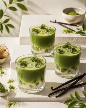 شمعة ديكورية فاخرة بتصميم آيس ماتشا مستوحى من المشروبات اليابانية 🍵🕯️
